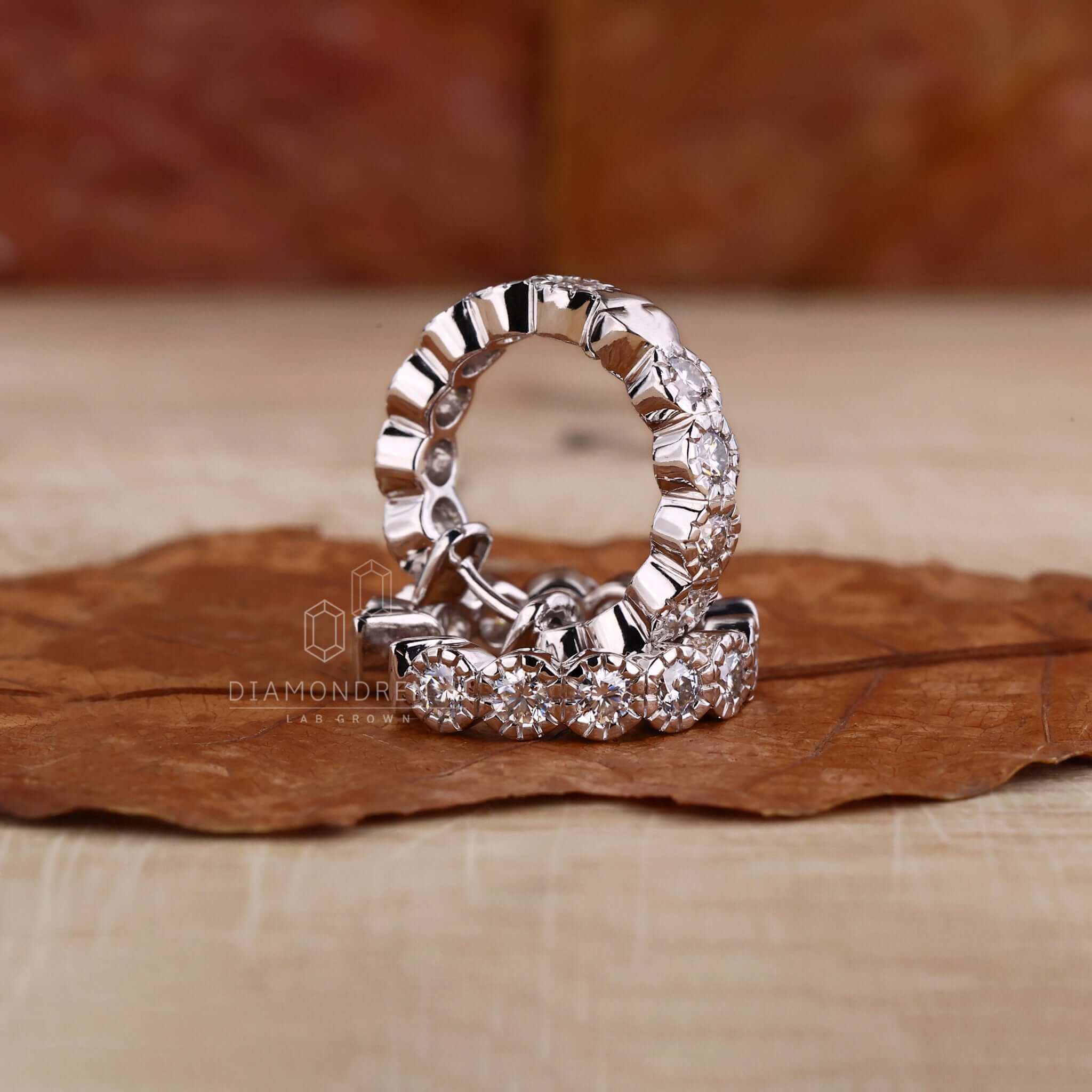 round diamond hoop earrings