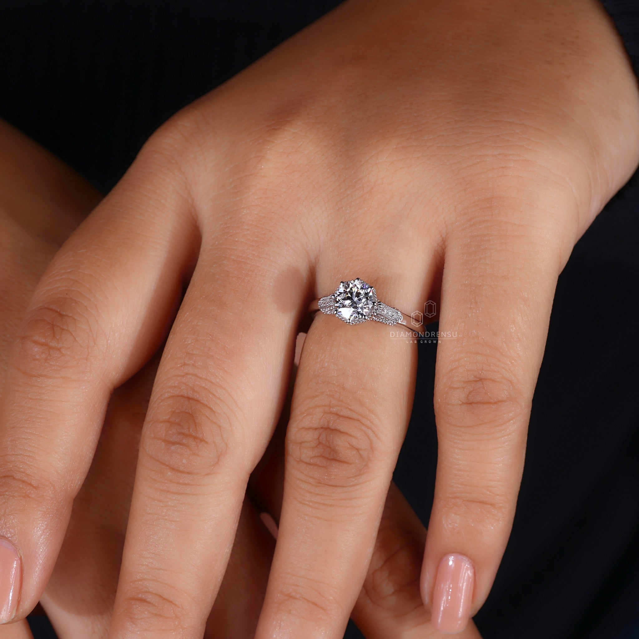 White gold engagement ring octagon cut.
