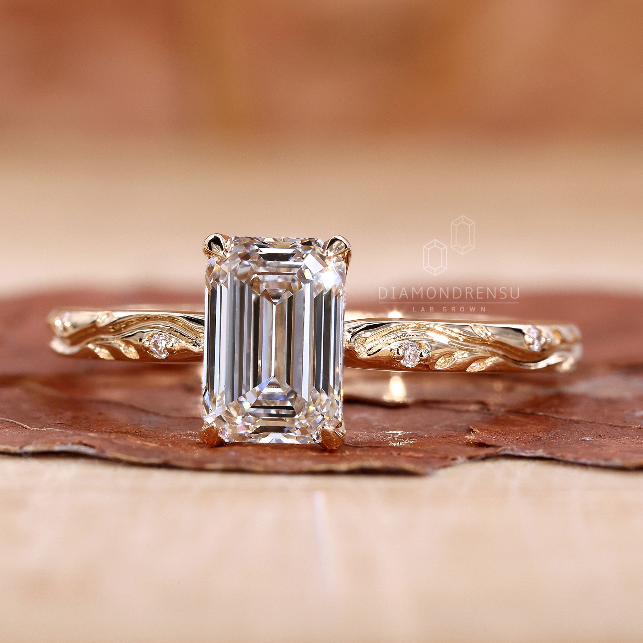 Vintage engagement ring with emerald center.

