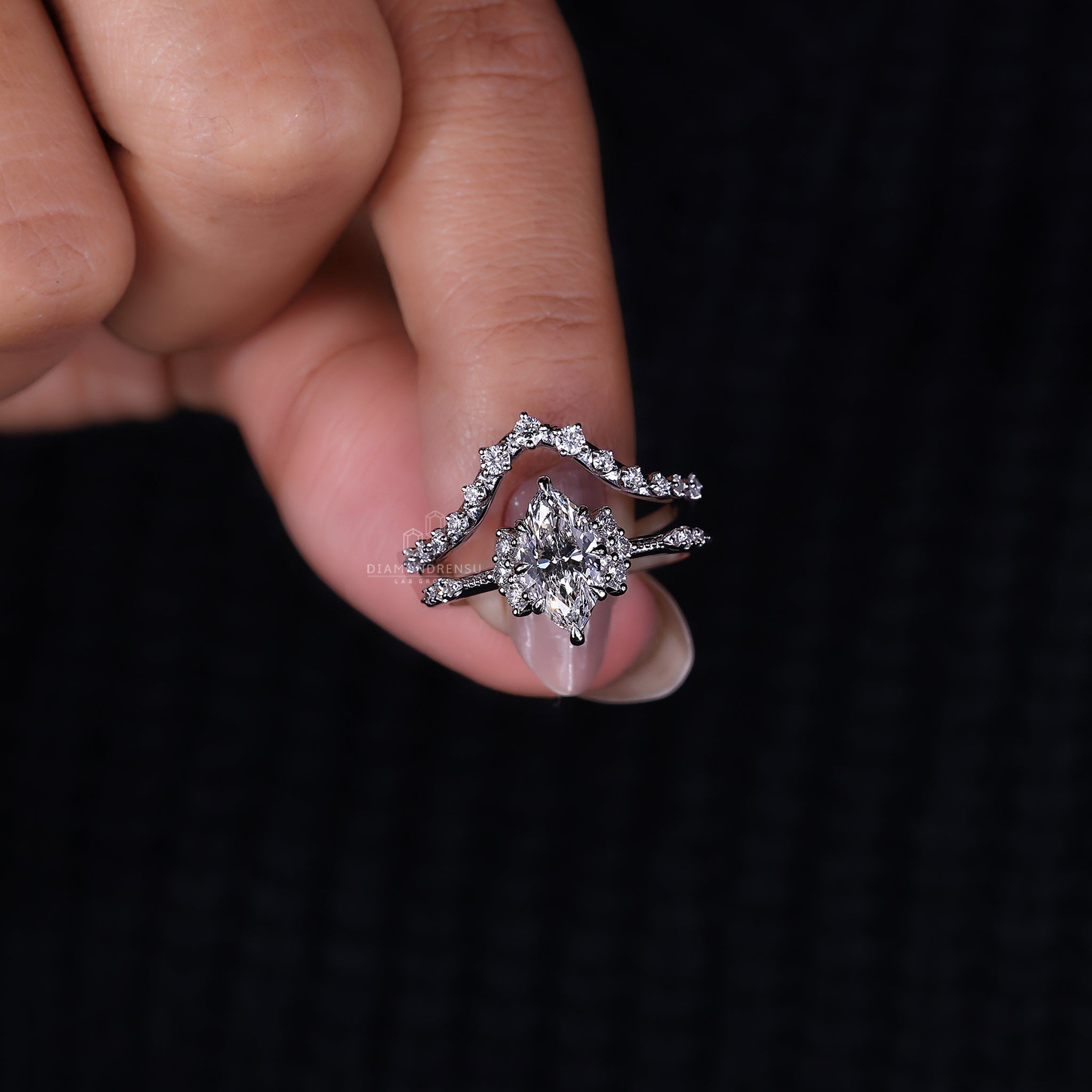 Round diamond wedding band with milgrain setting and handmade jewellery.
