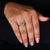Simple engagement ring featuring a round lab grown diamond.
