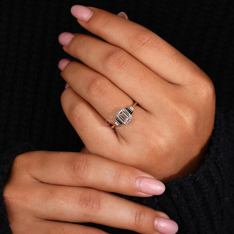 5 diamond ring in bezel setting ring
