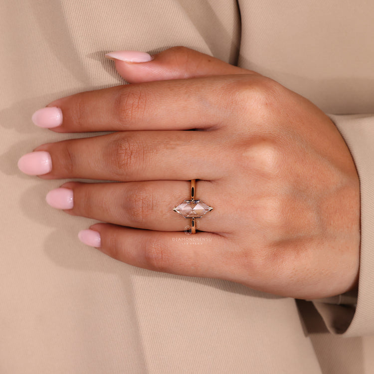 Rose cut diamond ring in handmade jewellery collection from Diamondrensu UK.
