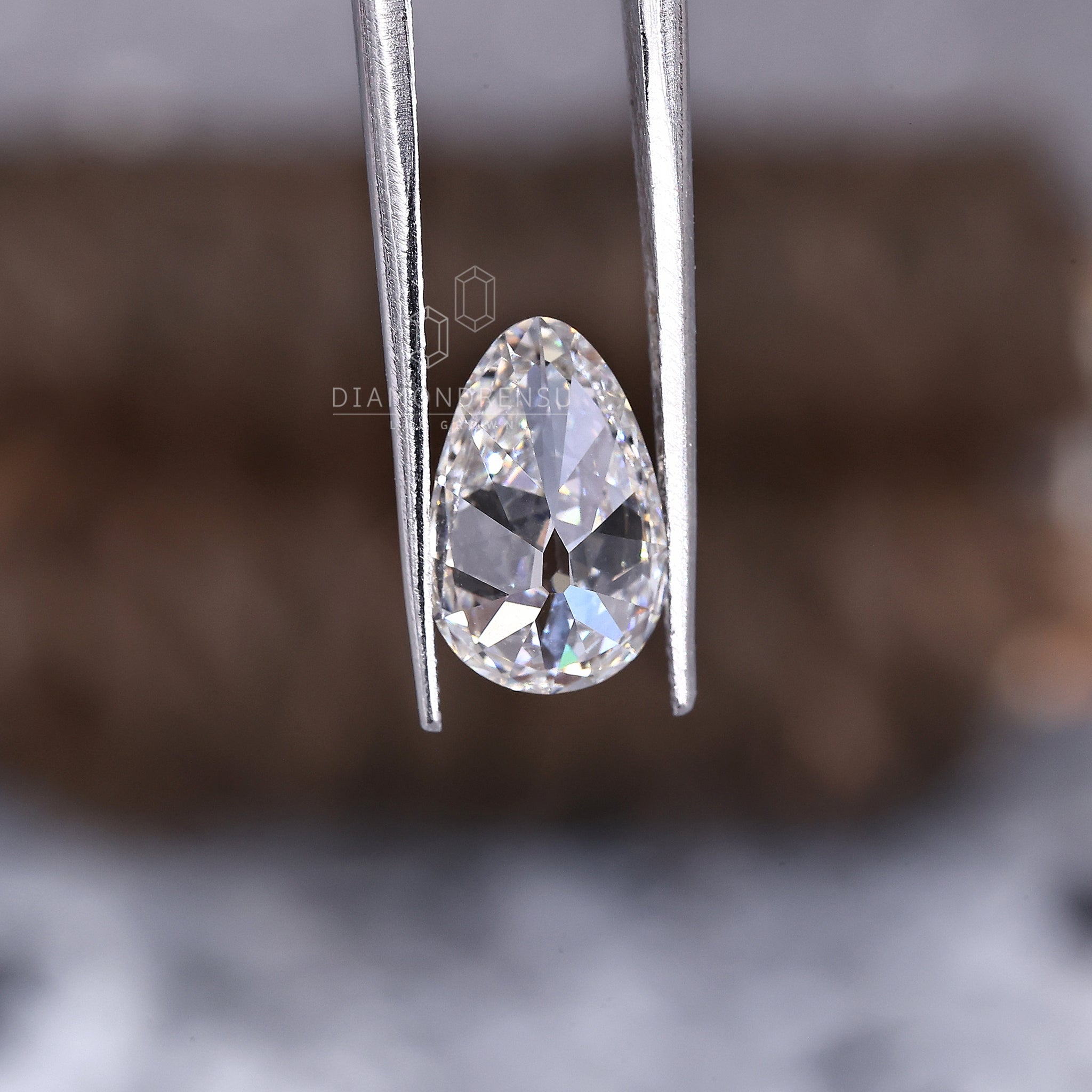 IGI certified 2.11 carat pear old European cut diamond.
