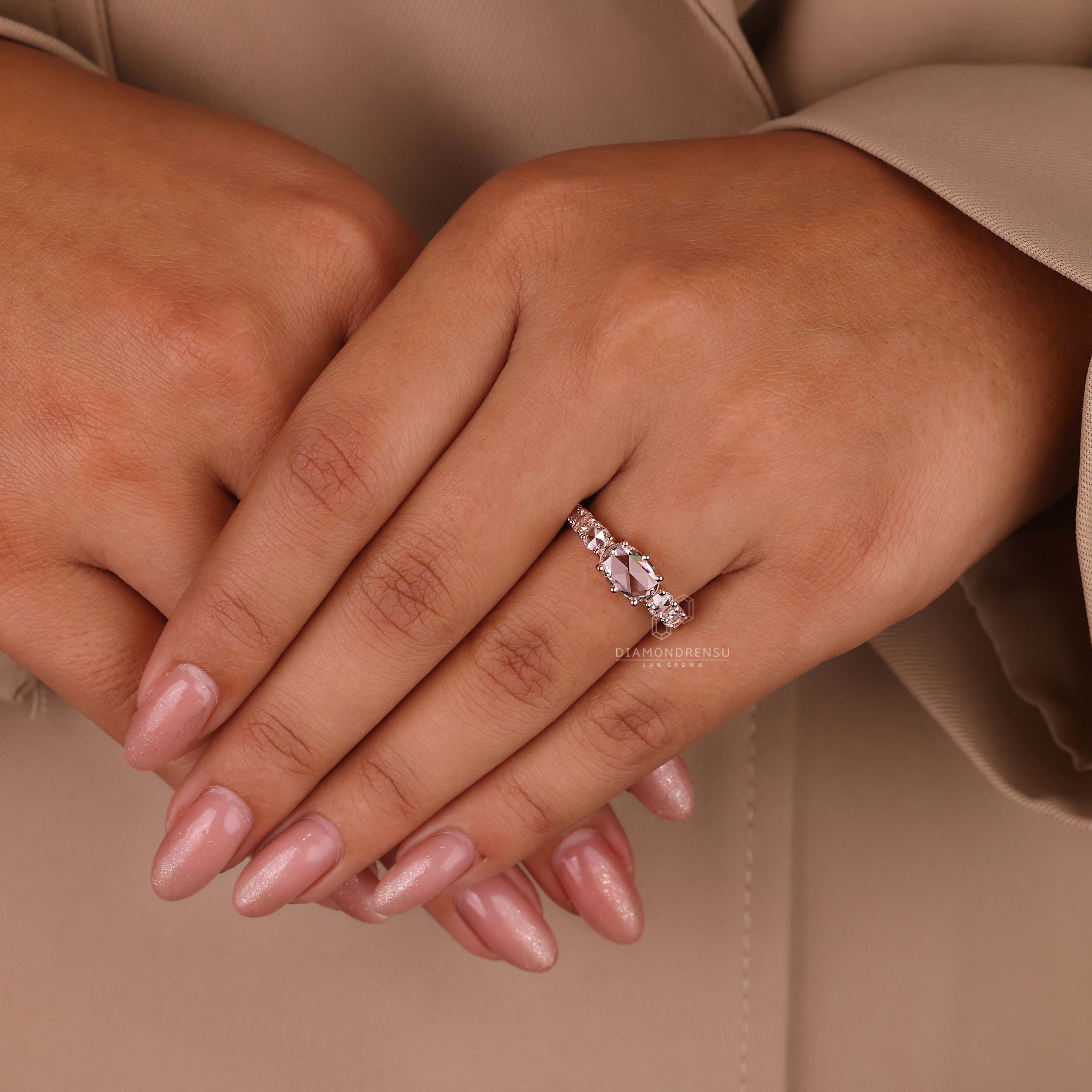 Cushion cut ring in prong setting style

