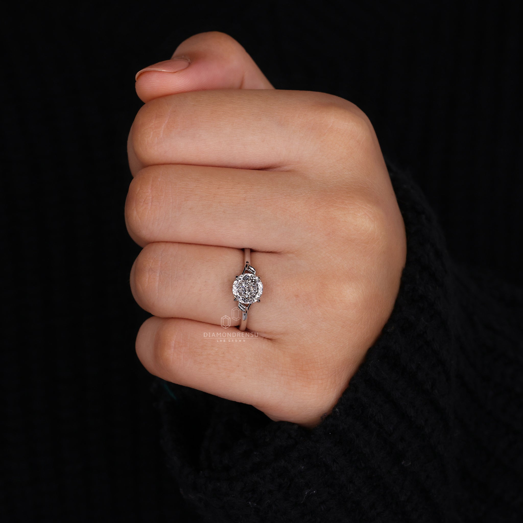 Lab Grown Diamond set in 4 prong setting.
