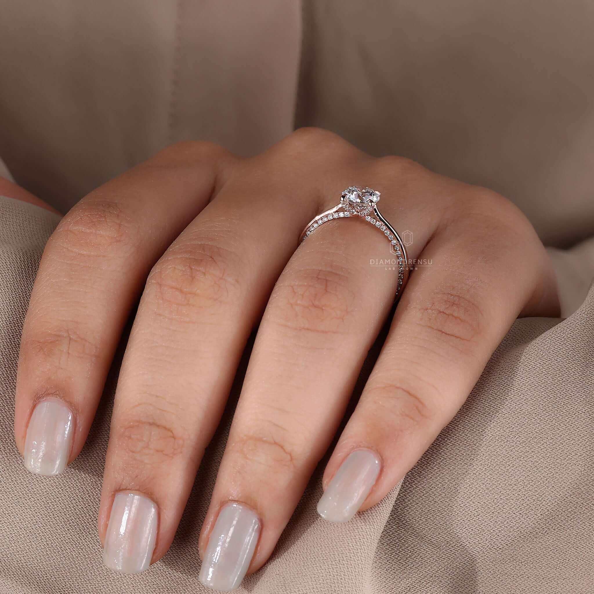 Hidden accents engagement ring that combines timeless design with subtle sparkle.