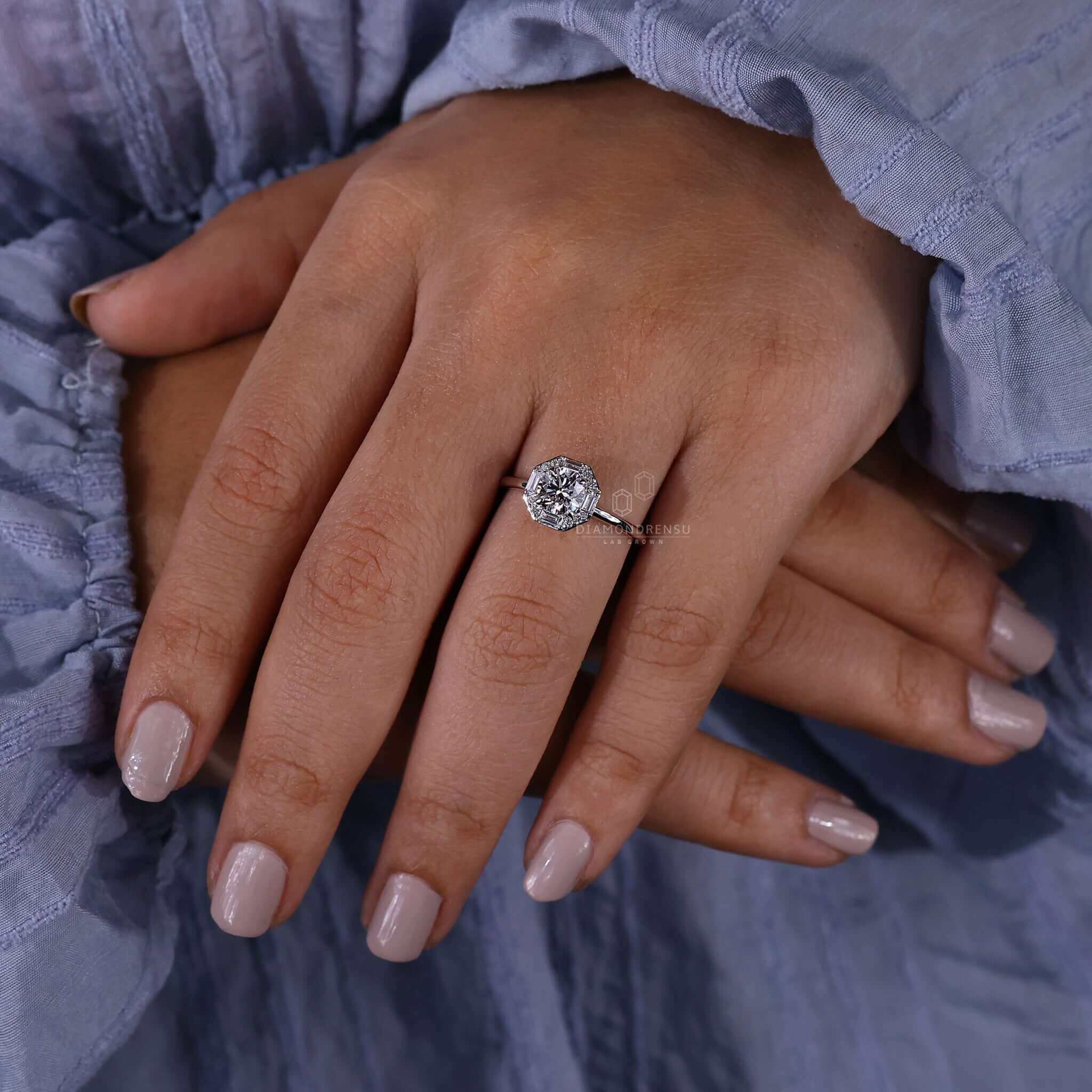 2 carat round diamond ring in a cathedral setting engagement ring design, perfect for unique engagement celebrations.
