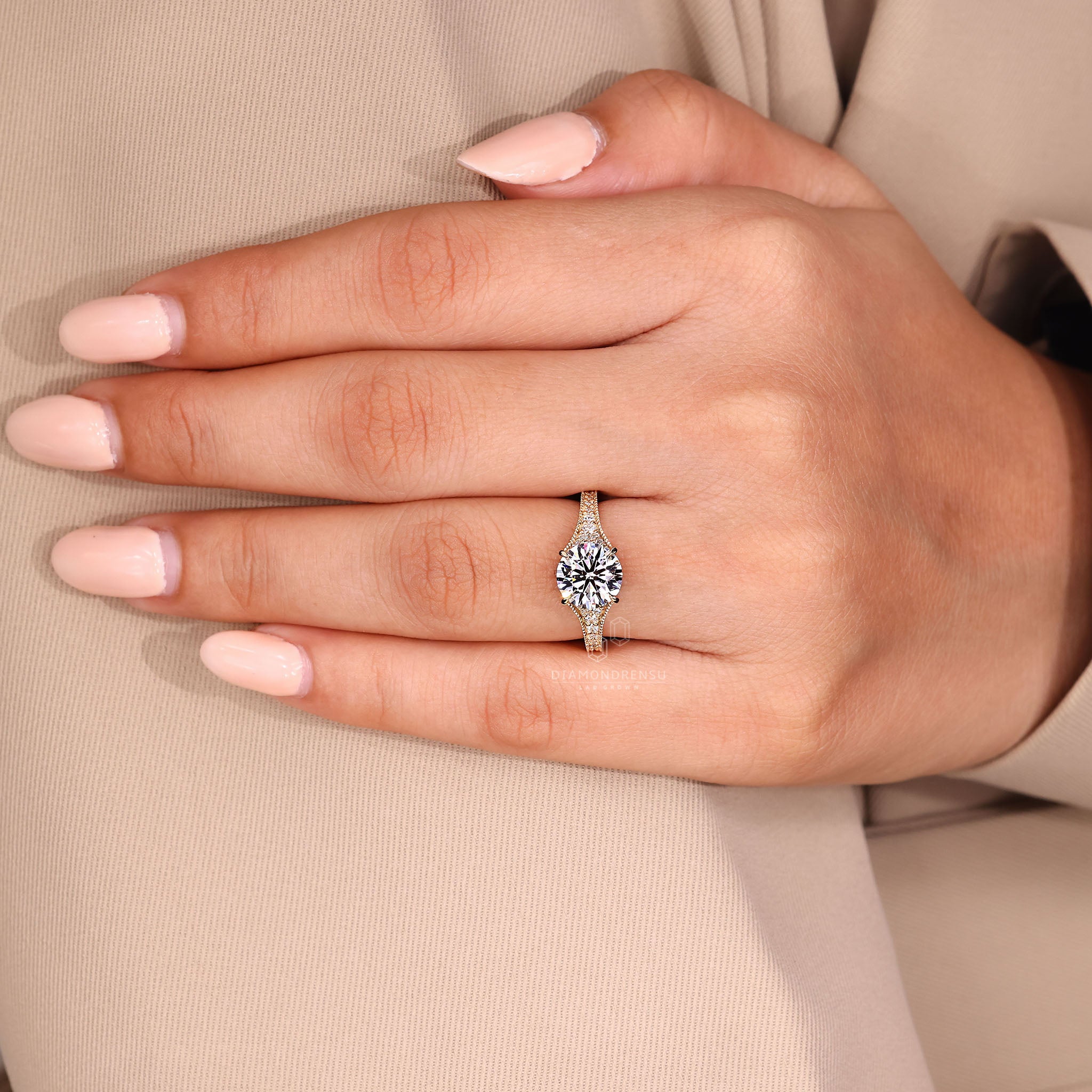 Custom engagement ring designed to suit personal taste.
