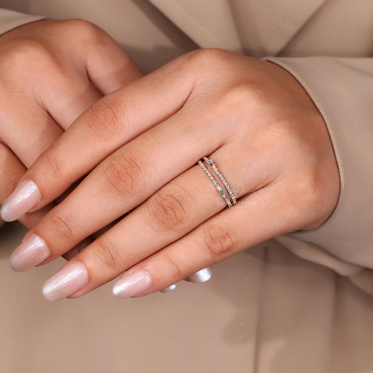 UK wedding band featuring half eternity design.
