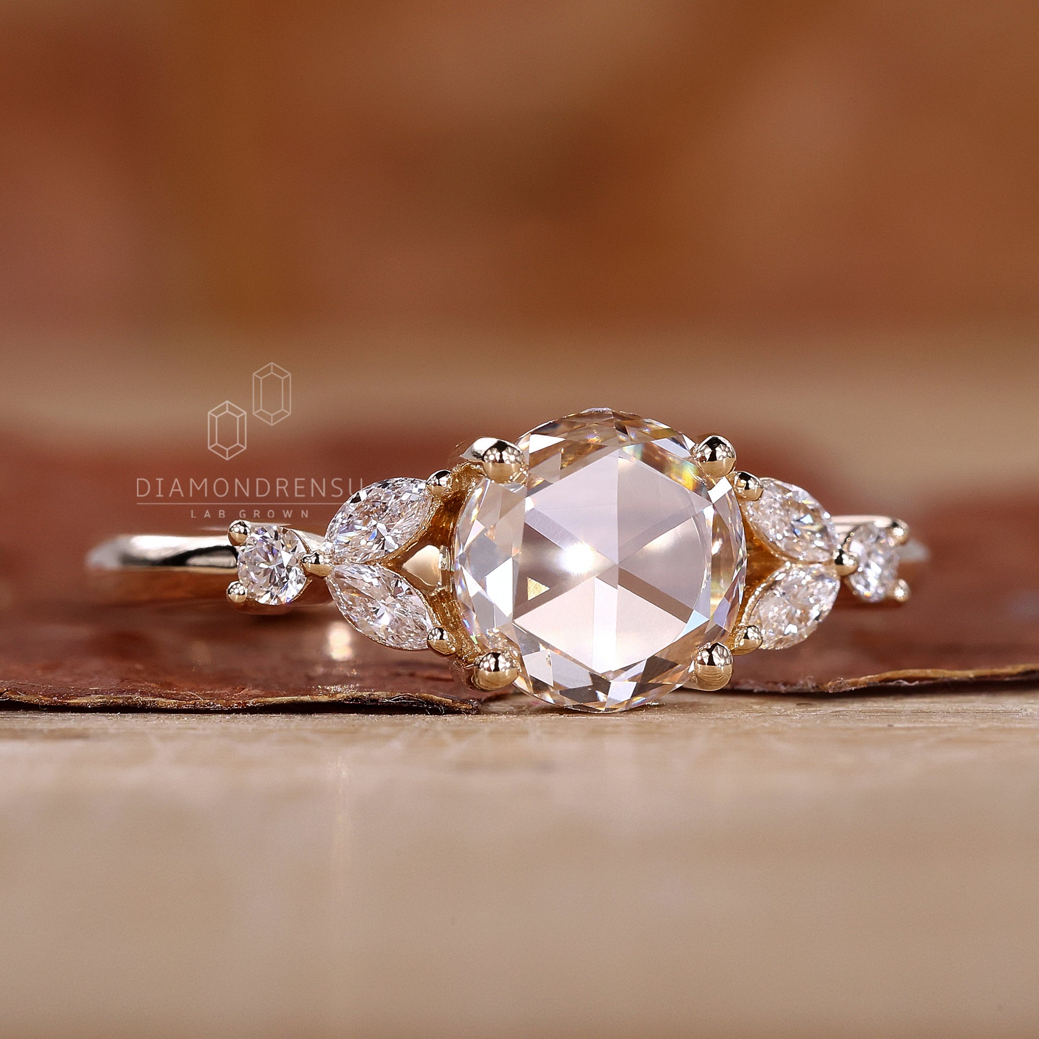 Stunning round diamond ring with intricate details.