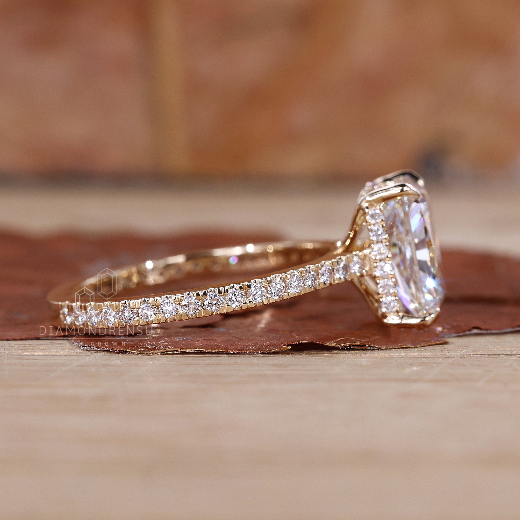 Exquisite hidden halo ring with a sparkling pave setting.