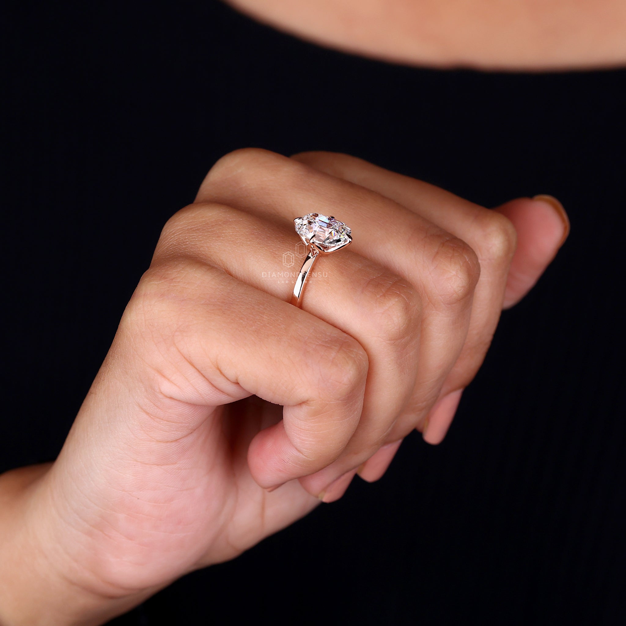 Old mine cut diamond ring with 4 prong ring
