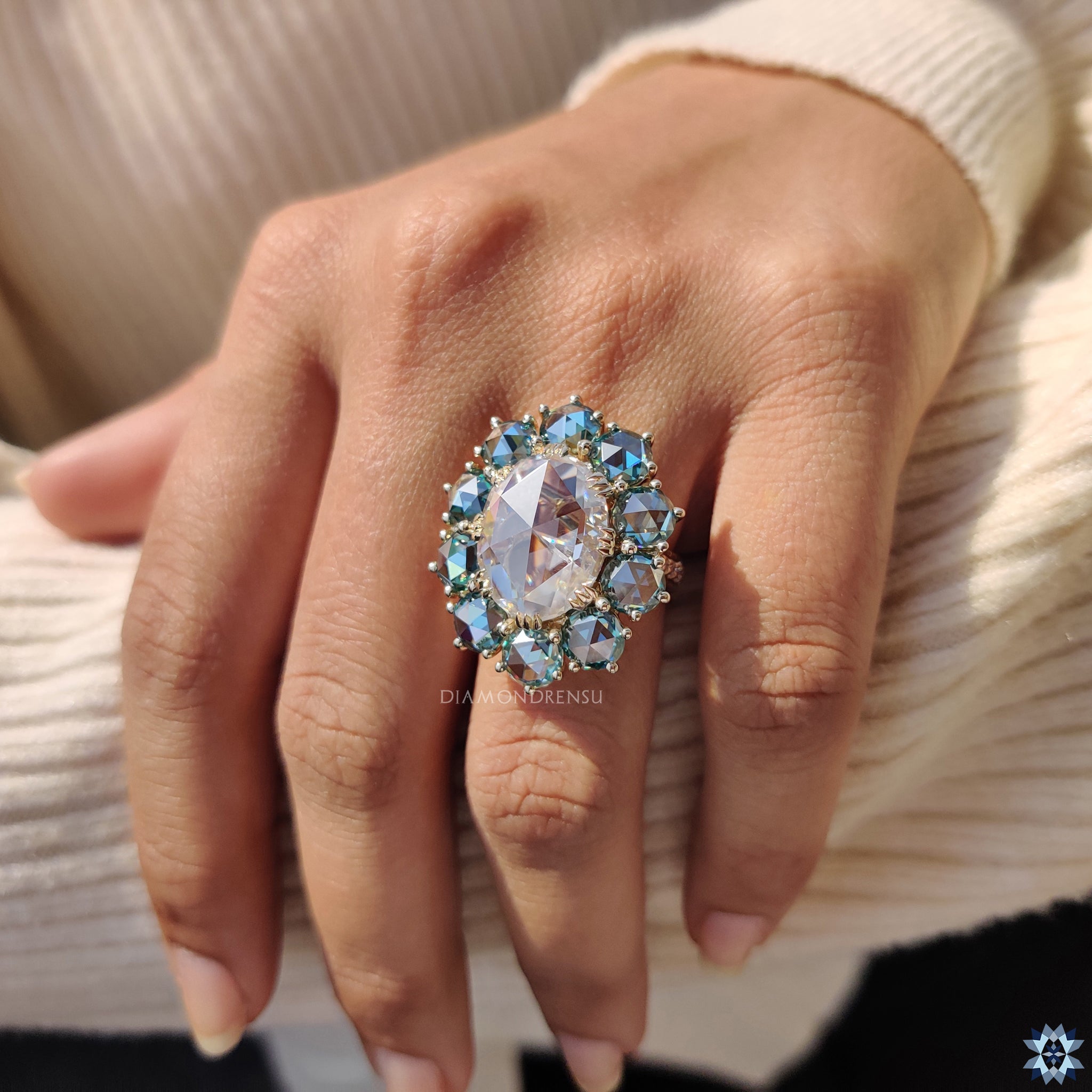 Cathedral engagement ring with custom engagement ring
