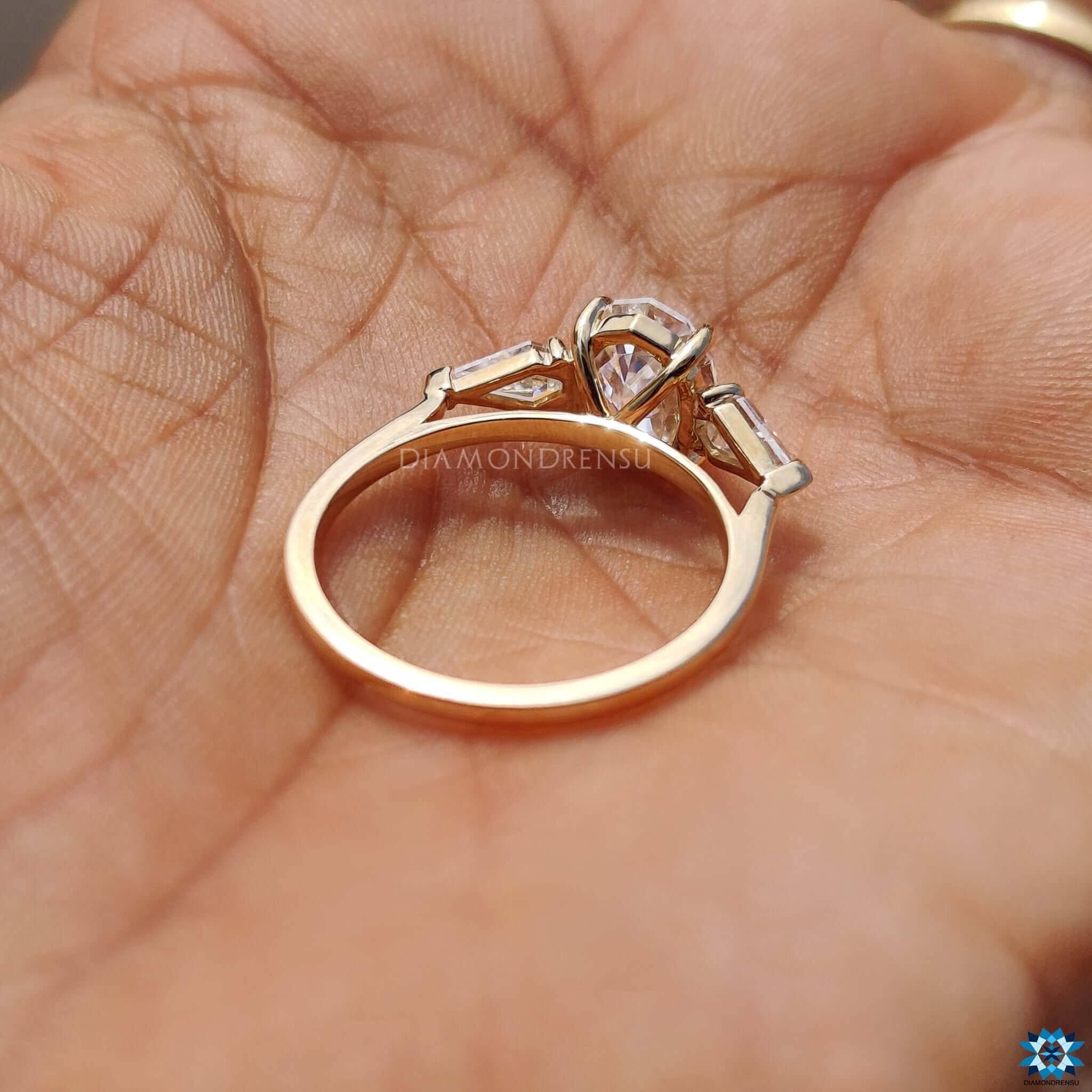 spear cut moissanite ring