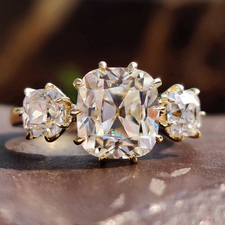 Old Mine Cut Ring in yellow gold ring

