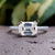 Emerald cut engagement ring east west engagement ring pave band
