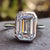 Emerald cut moissanite ring white gold engagement ring