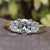 Three stone moissanite ring cushion engagement ring