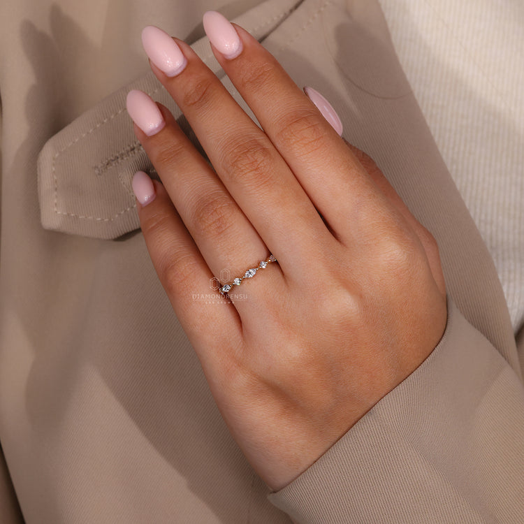 Lab Grown Diamond band in half eternity style with shared prong setting.