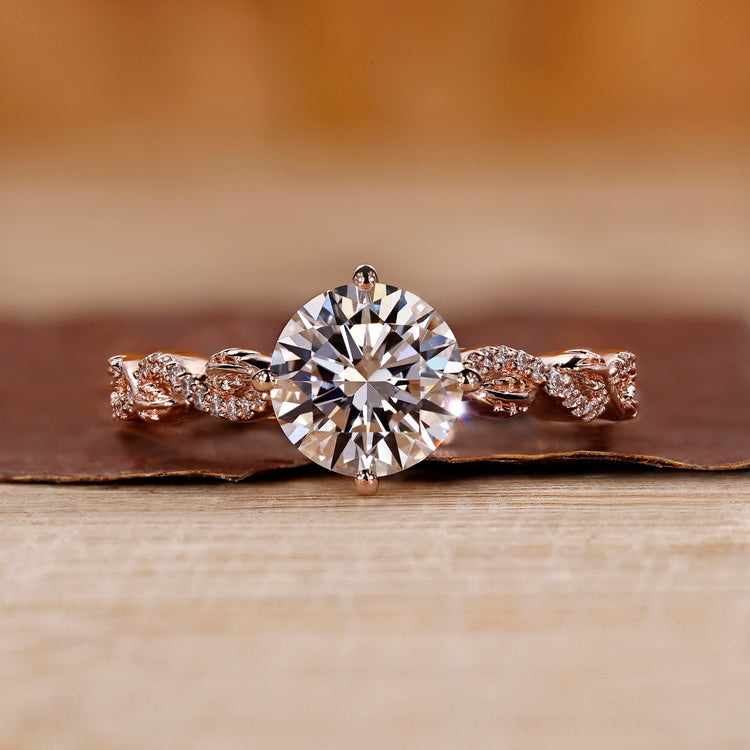 Twisted Pave Engagement Ring with rose gold ring
