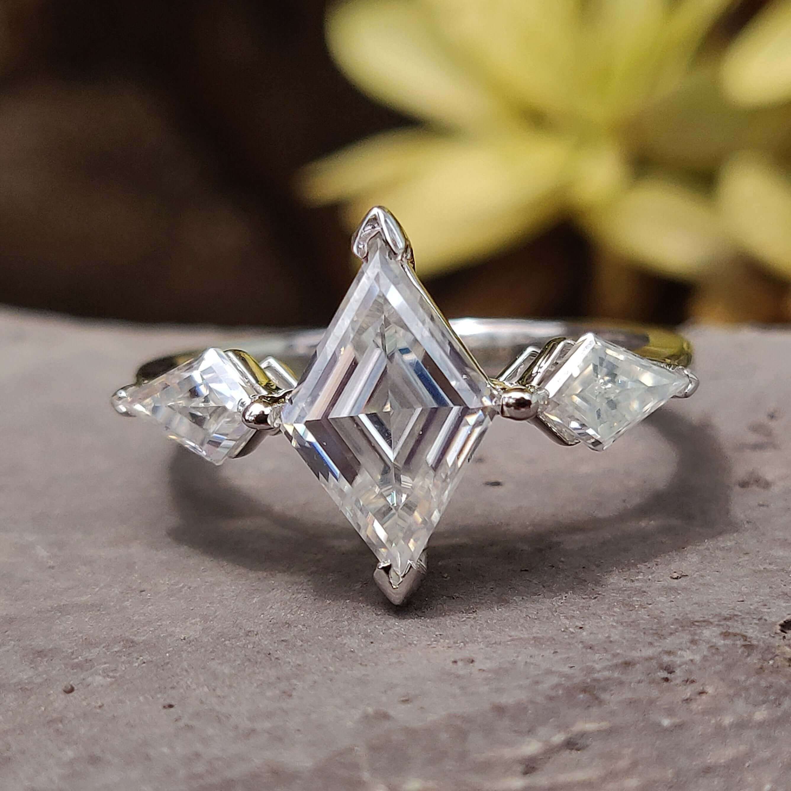 3 Stone Moissanite Ring with a stunning 3 stone ring design.