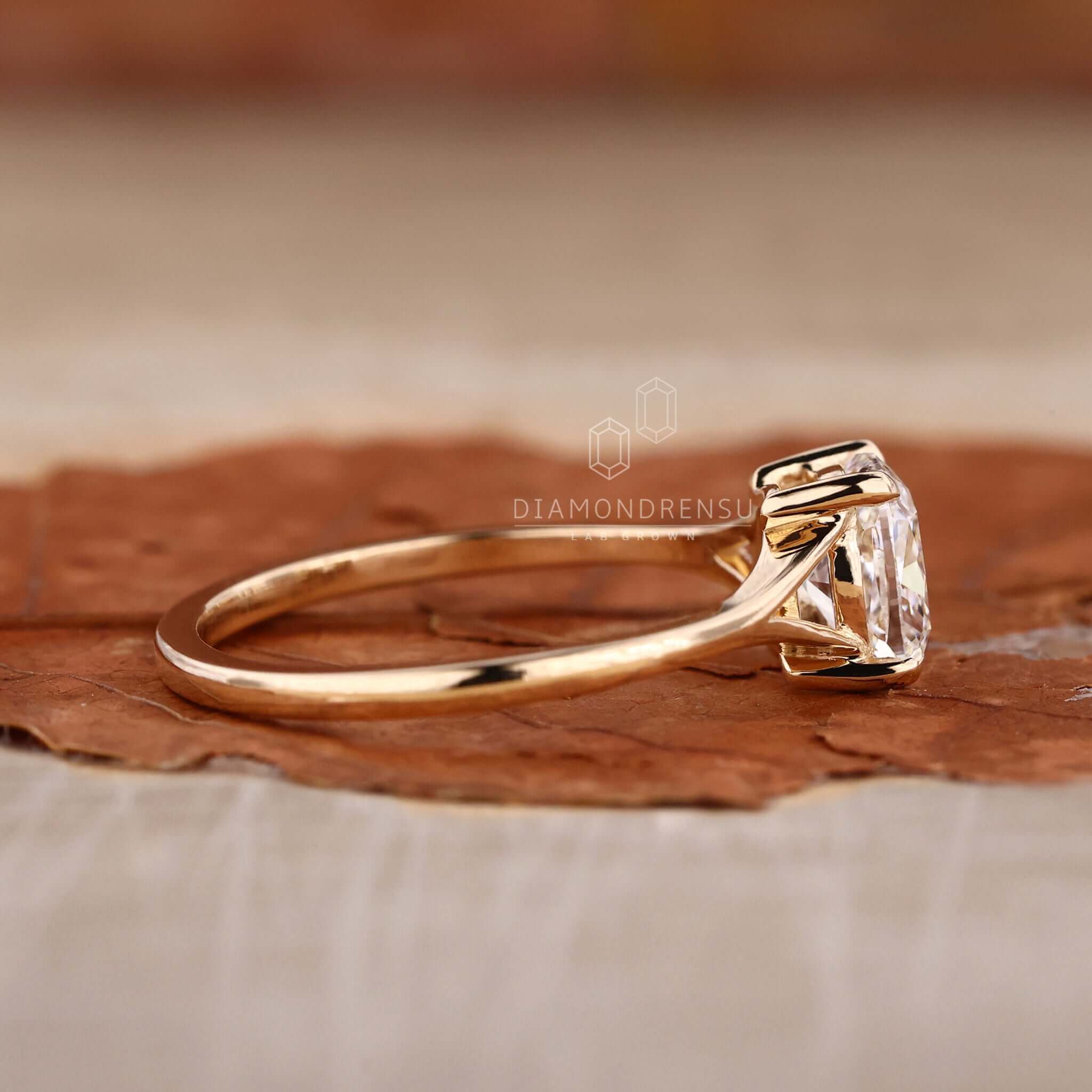 Classic elongated cushion engagement ring with modern charm.