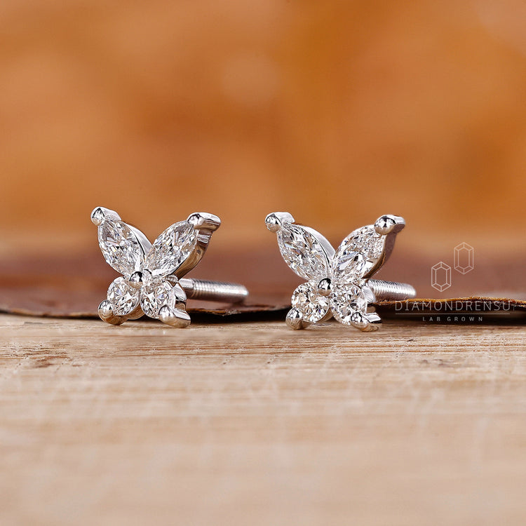 Lab grown diamond butterfly earrings.