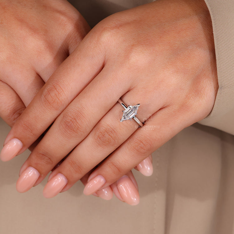 Hexagon ring set in IGI certified custom engagement ring.