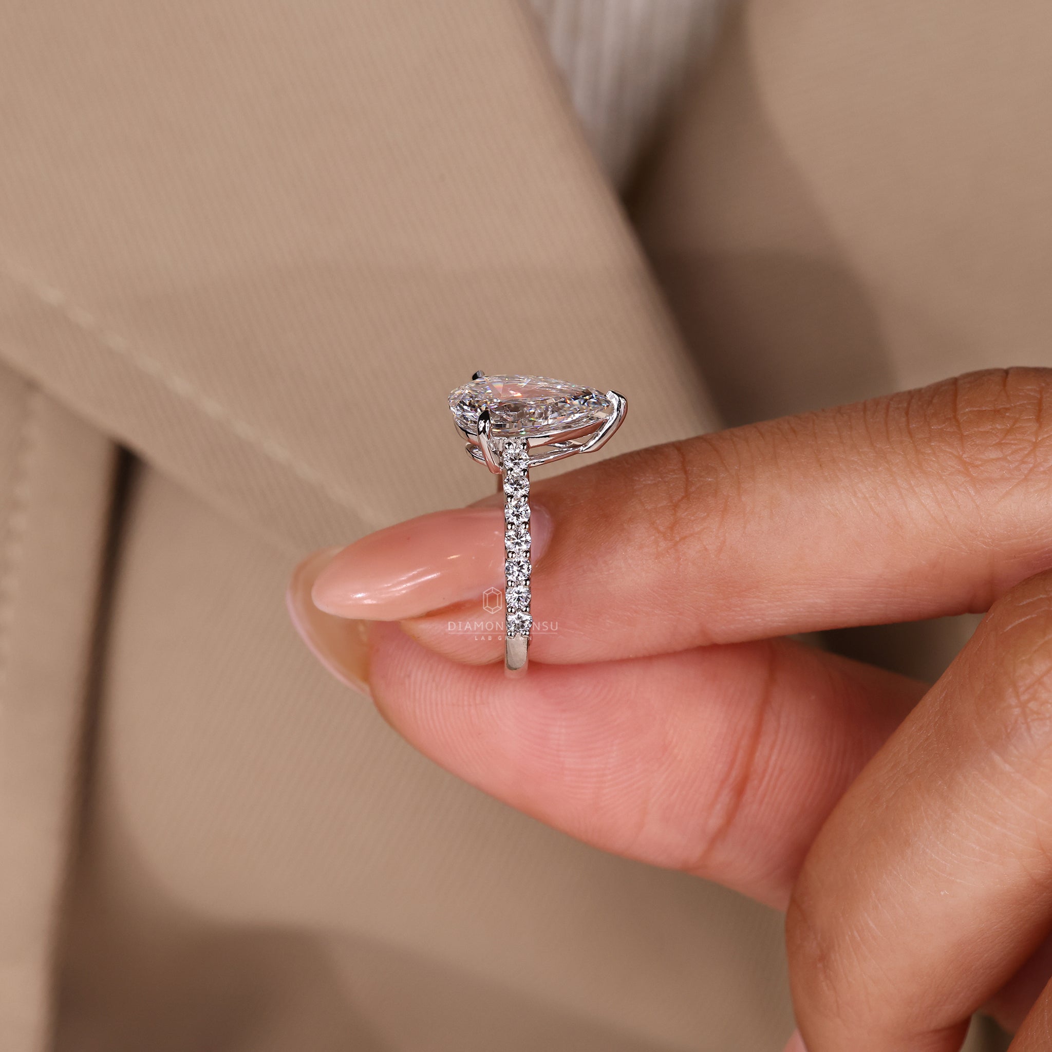 White Gold Engagement Ring with custom engagement ring design.
