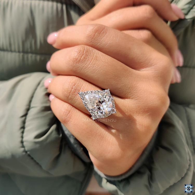 White gold ring in custom engagement ring style
