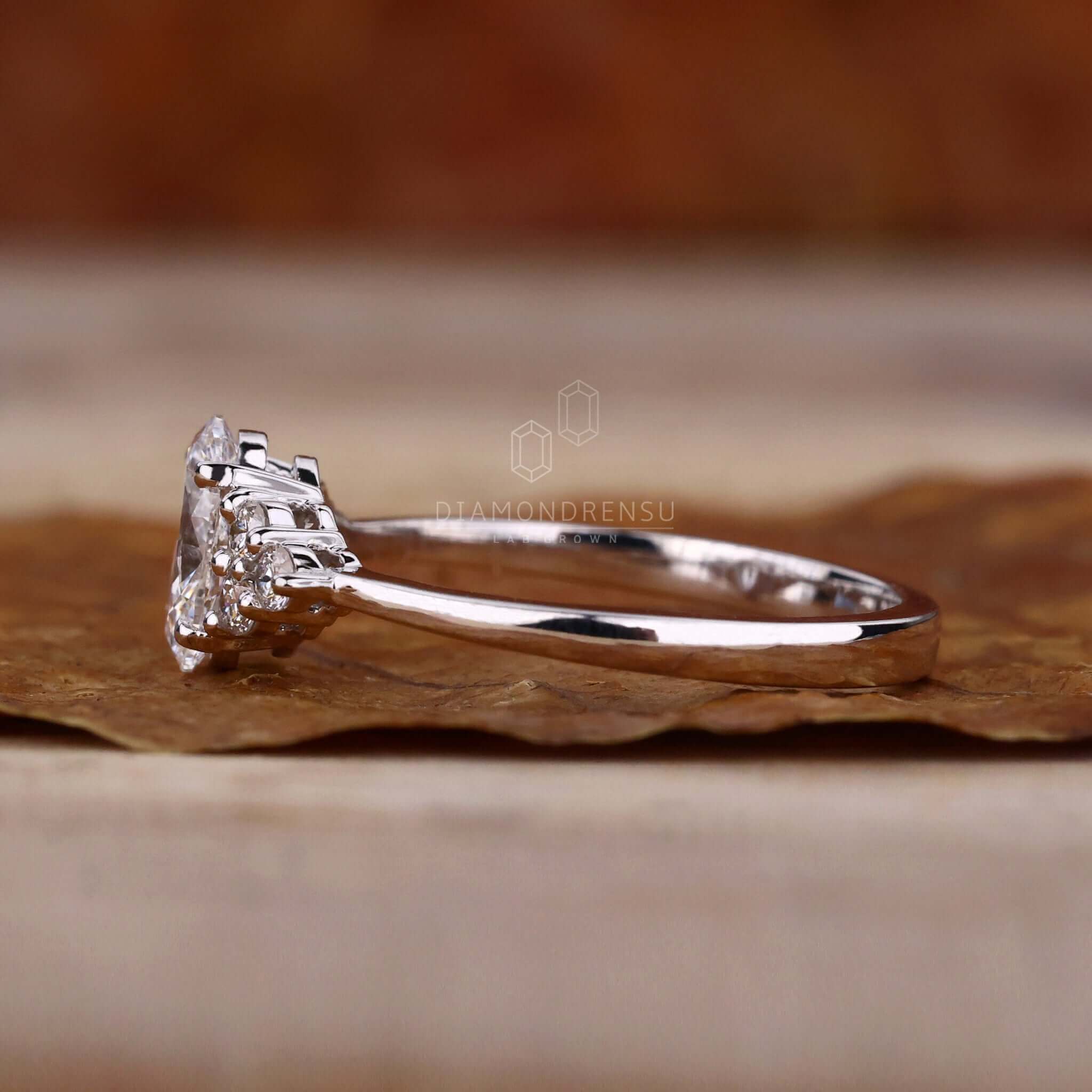 Beautiful oval shaped diamond ring showcasing lab grown diamonds.