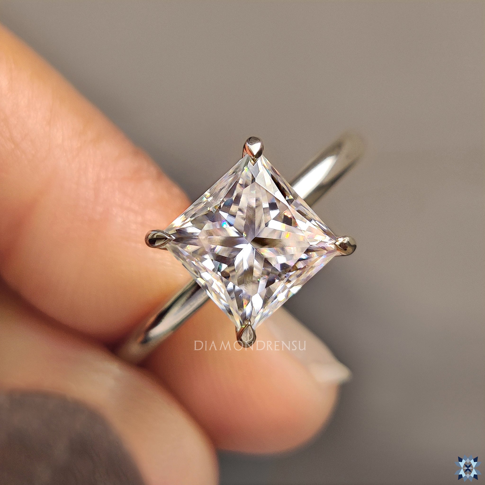 Moissanite ring in round moissanite hidden halo design
