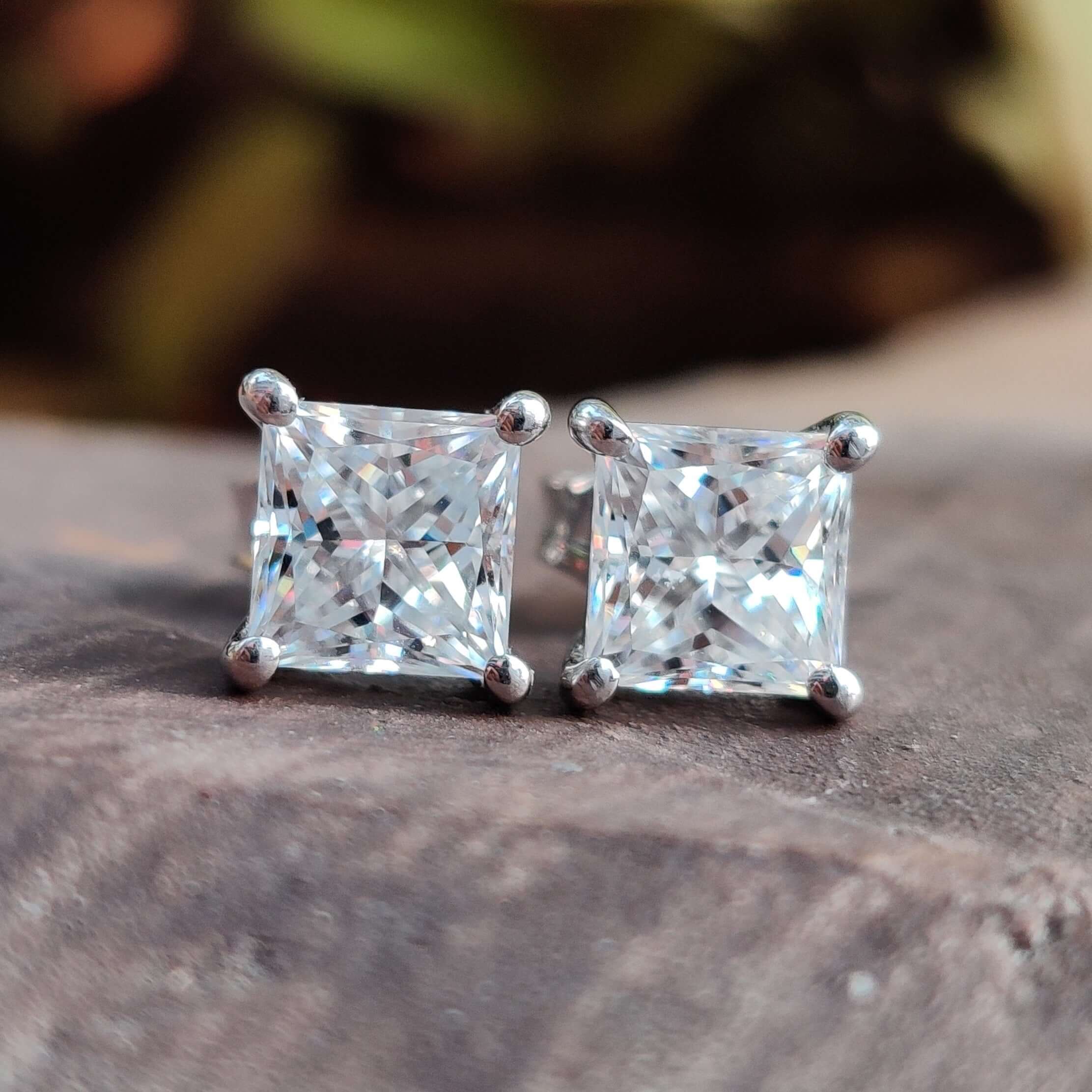 princess moissanite earrings