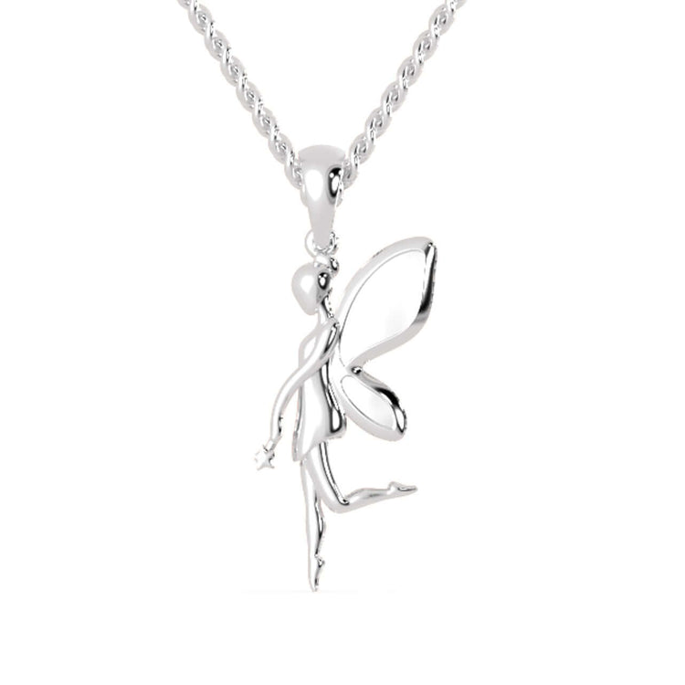 Flying angel wings pendant crafted in white gold.
