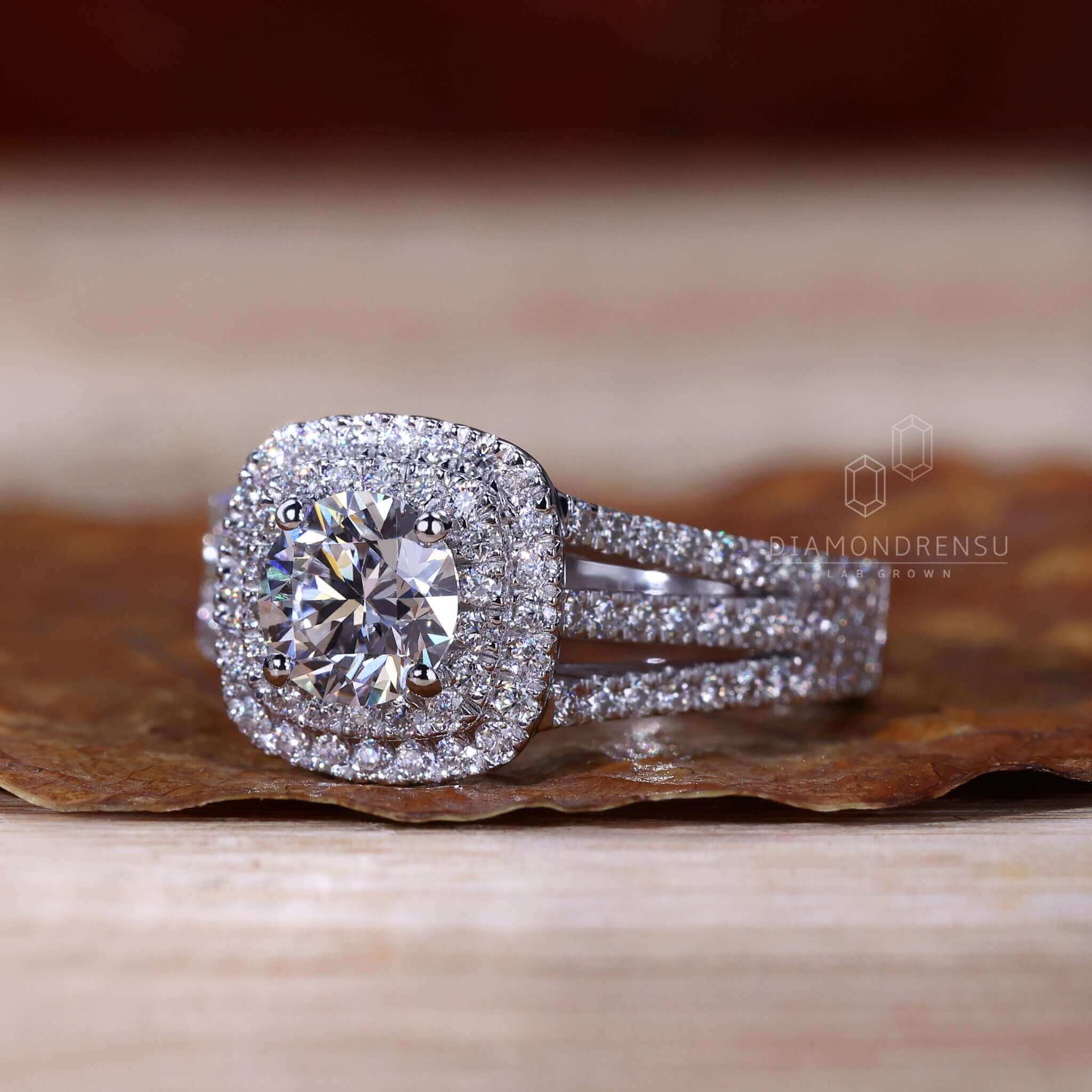 Elegant 3 row pave diamond ring for special moments.