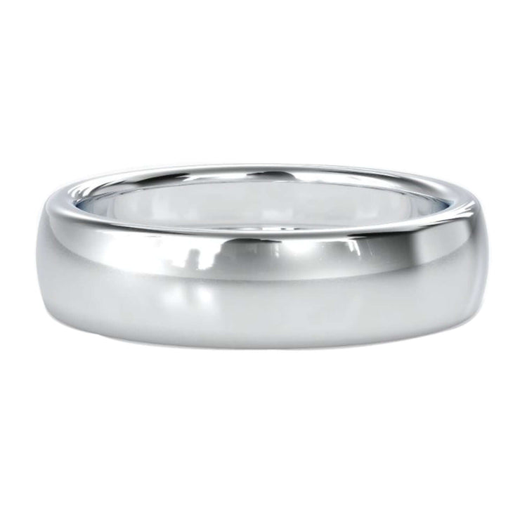 Mens gold wedding band with clean comfort fit design.

