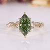 Green Dutch Marquise Diamond Ring with side stone in Nature Inspired