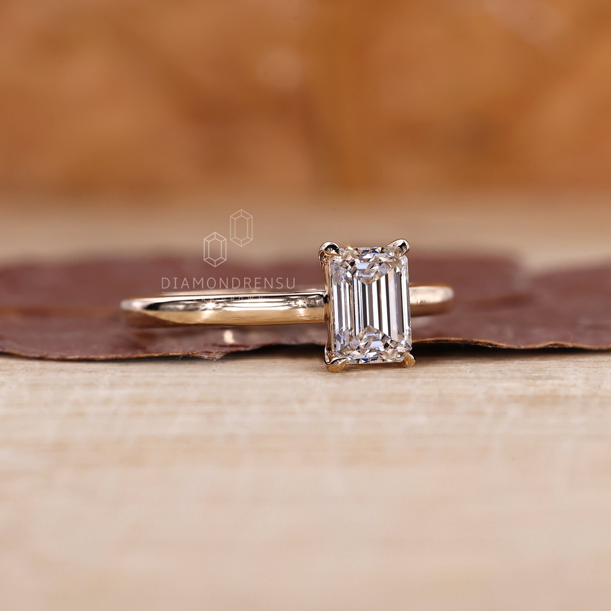 Lab grown diamond solitaire ring with cathedral setting.

