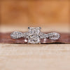 Elongated cushion cut diamond ring in white gold