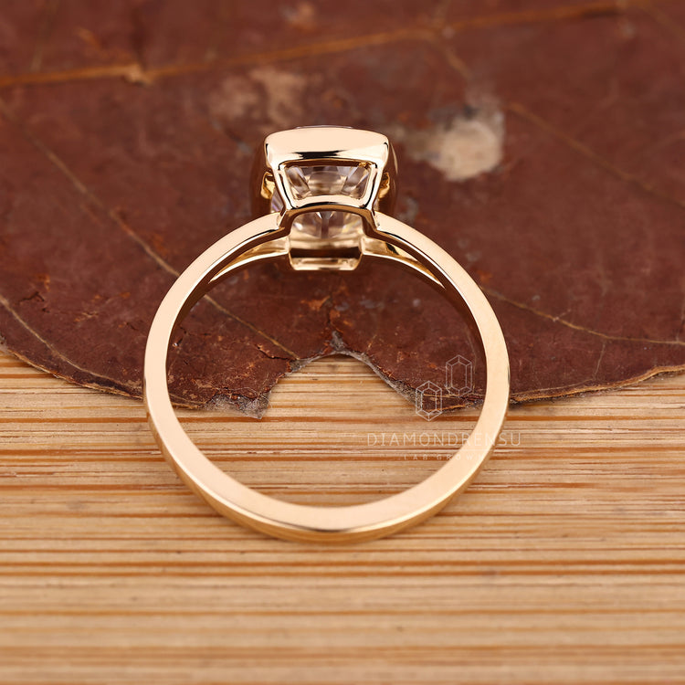 Cushion old mine cut diamond ring with IGI certified lab grown diamond.
