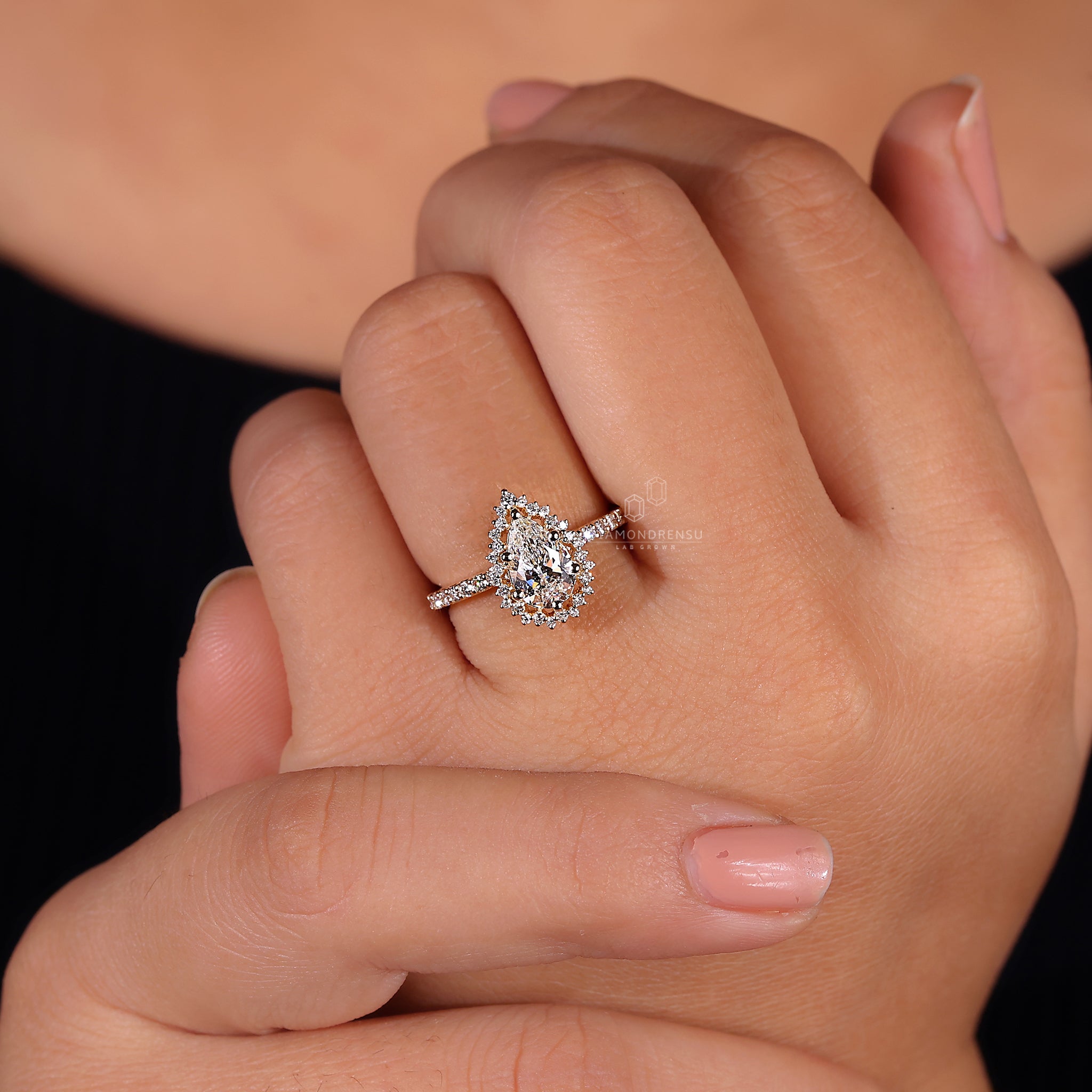 Pave diamond ring with sparkling accents and handmade jewellery setting.
