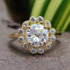 Round Brilliant Cut Ring with a stunning round cut moissanite ring centrepiece.