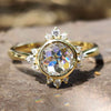 Cluster Ring Round Rose Cut Moissanite Handmade Jewelry