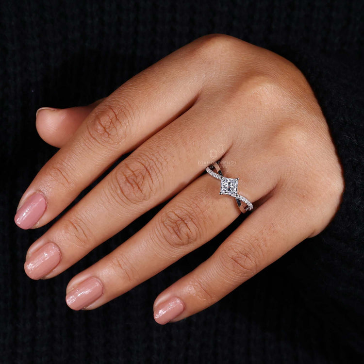 Stunning princess cut diamond ring in a classic prong setting.