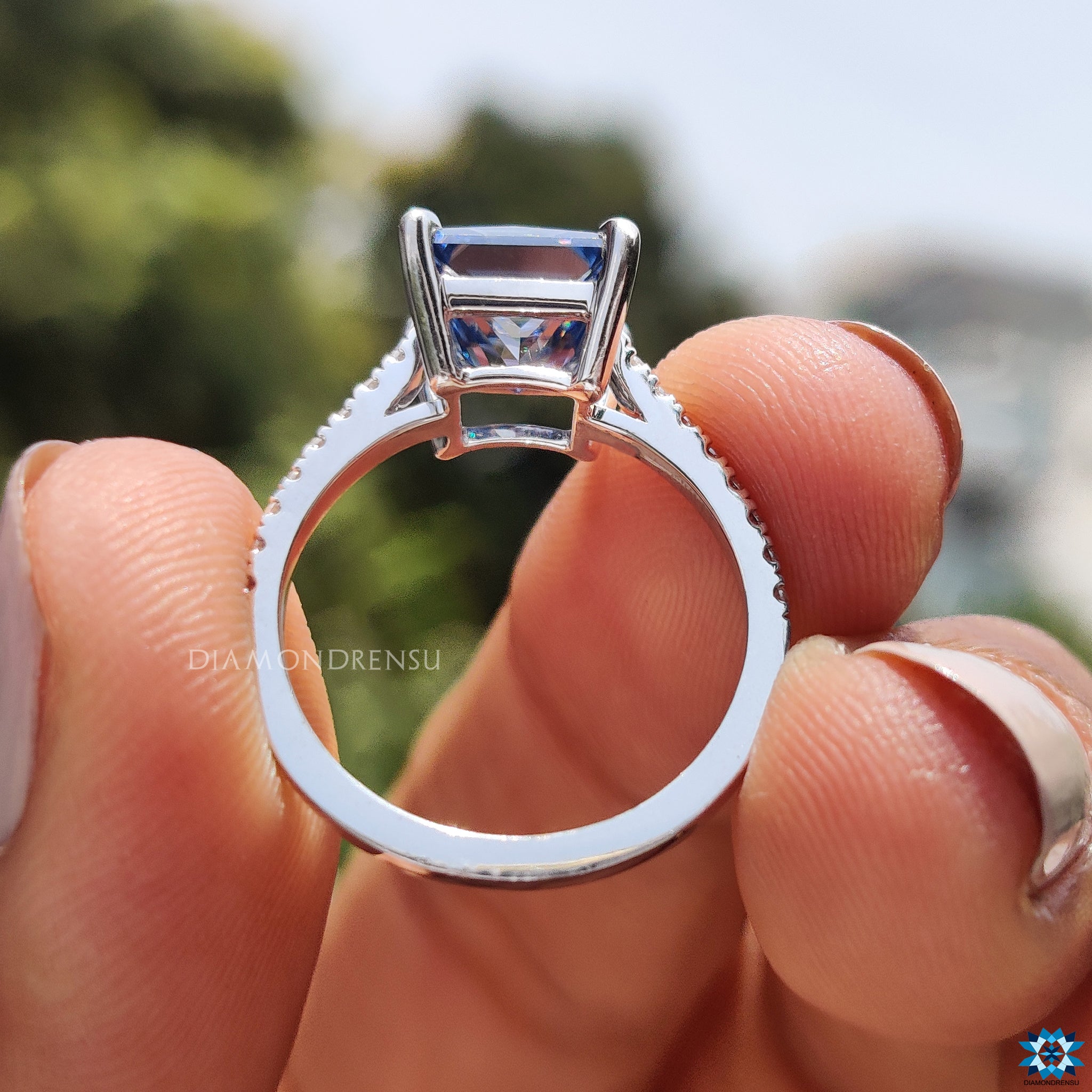 Royal Dark Blue Princess Cut Ring