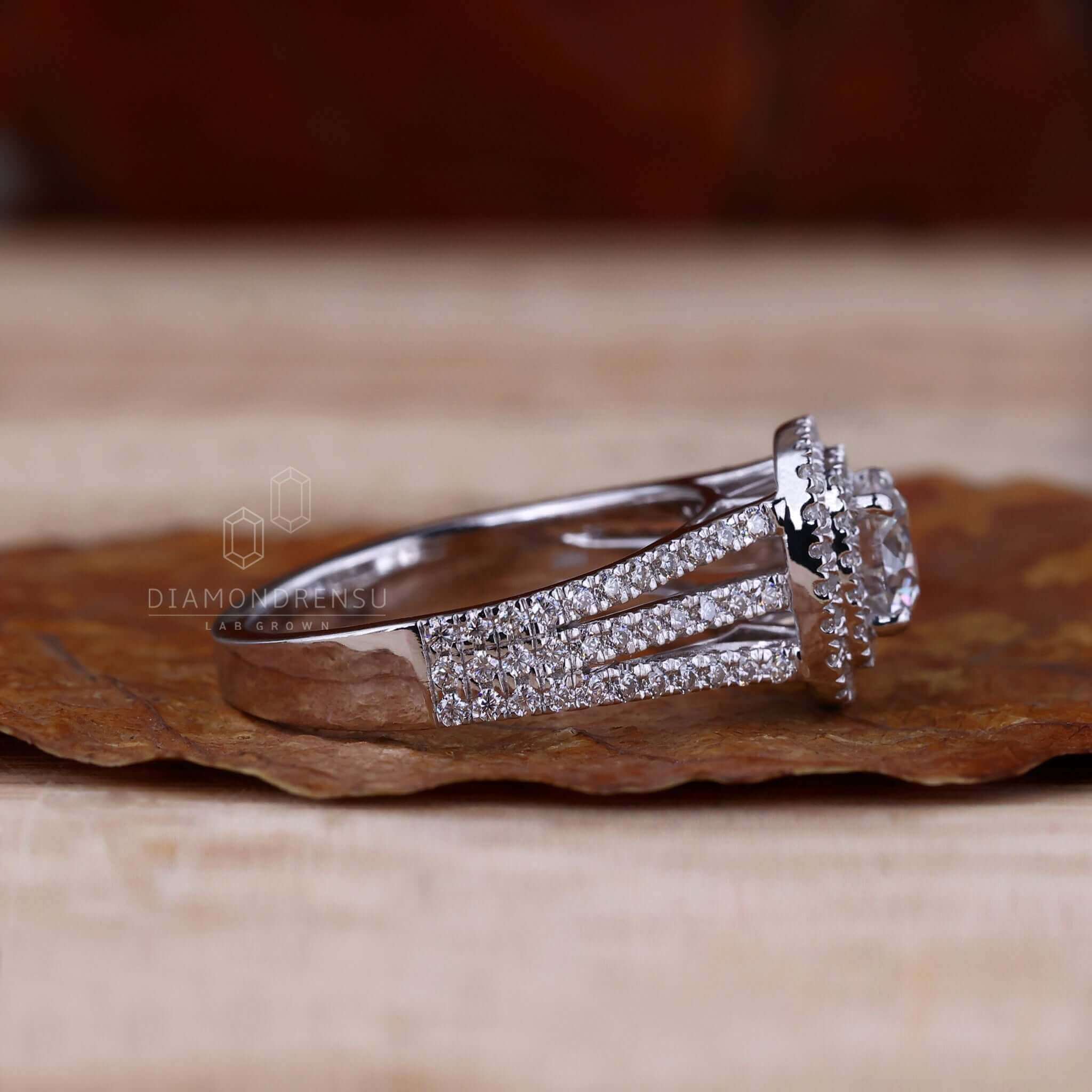 Pave engagement ring showcasing superior craftsmanship.