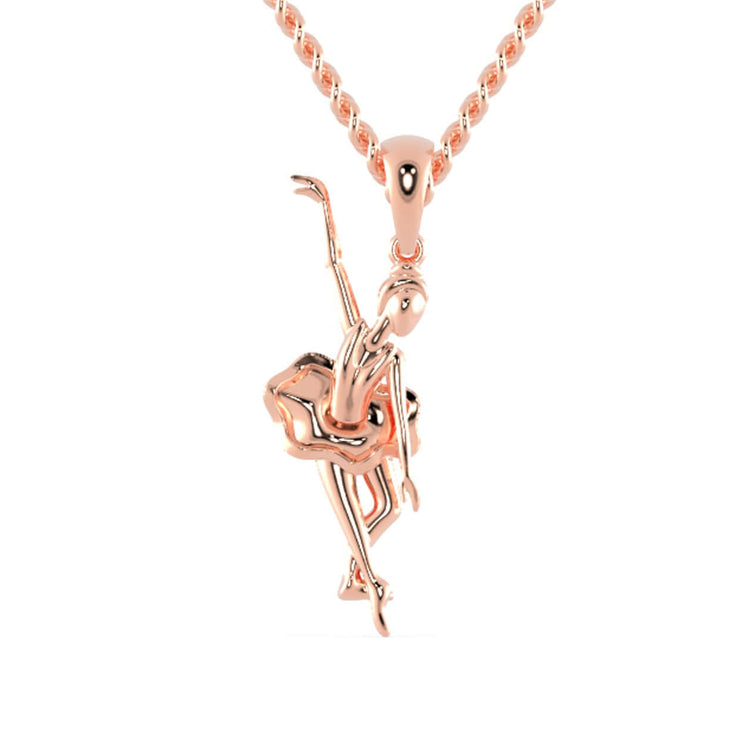 Angel pendant gold with delicate dancing design.
