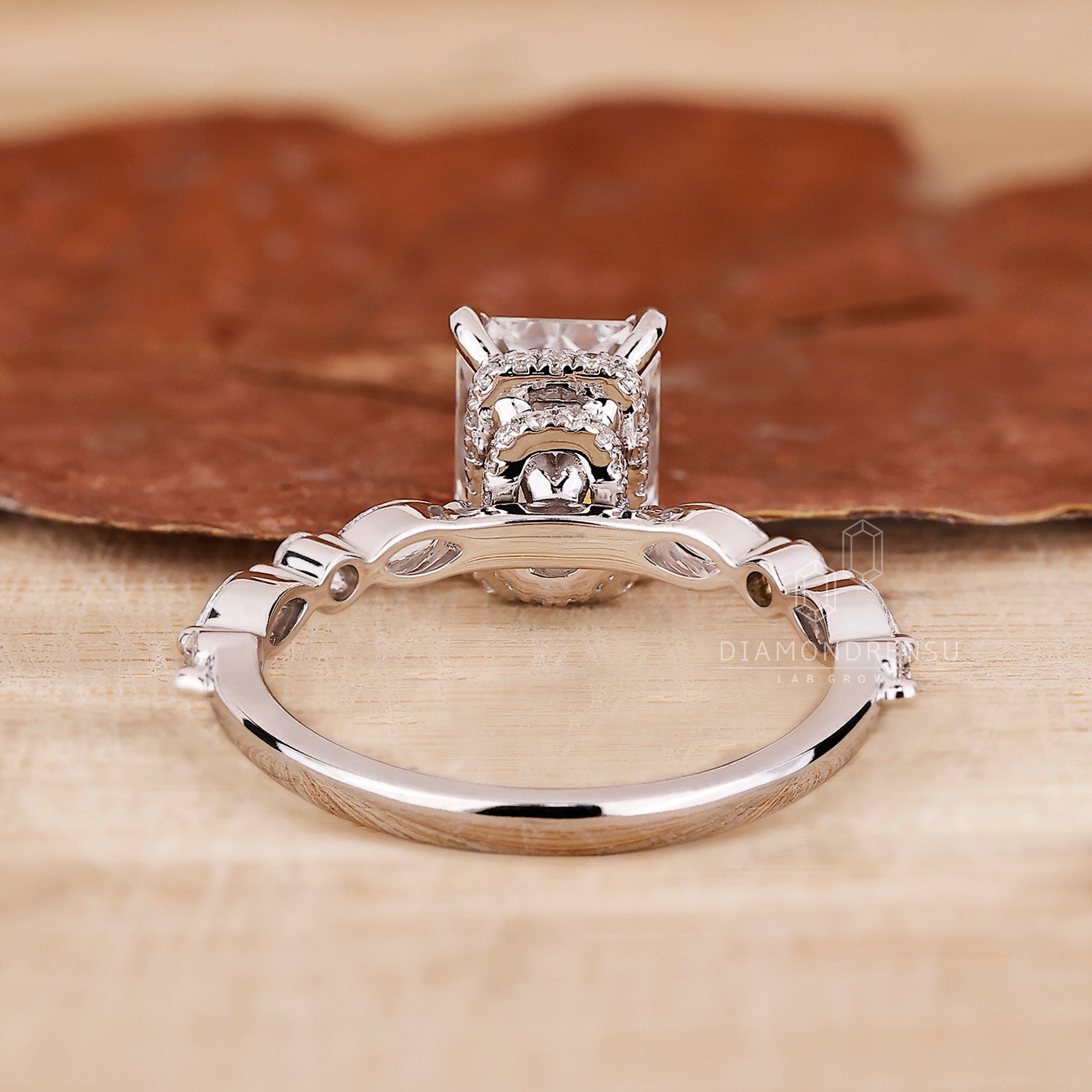 White Gold Ring with intricate details.
