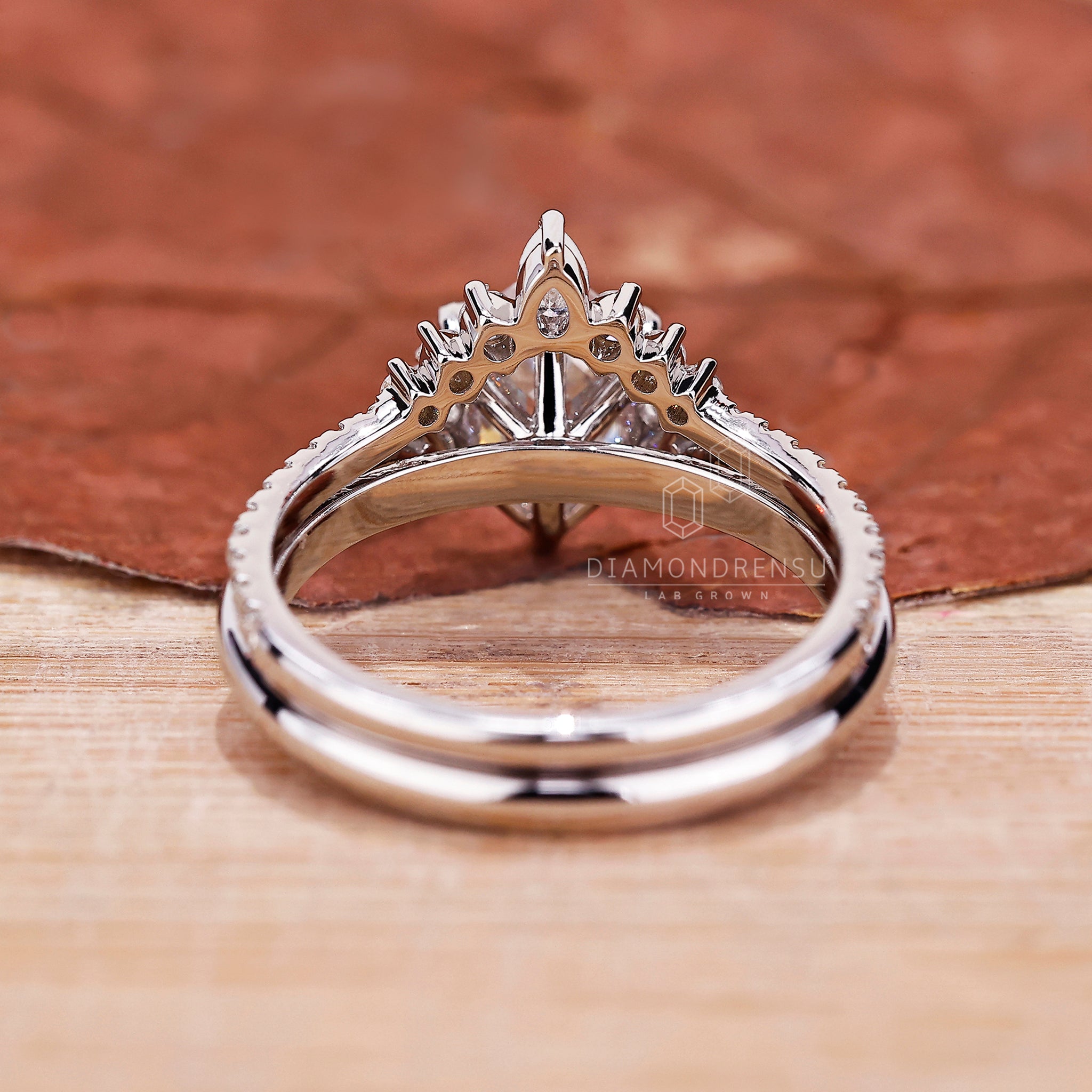 Half eternity band in white gold bridal set with handmade jewellery.
